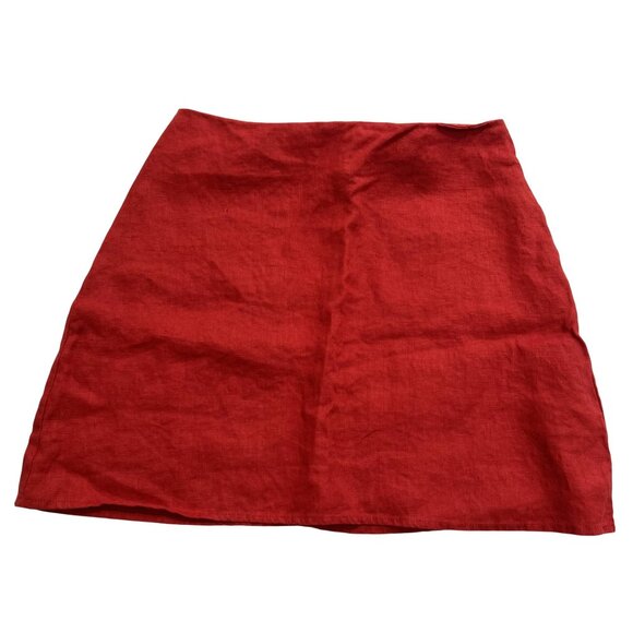 Reformation Veranda Linen Skirt in Red - Picture 1 of 5